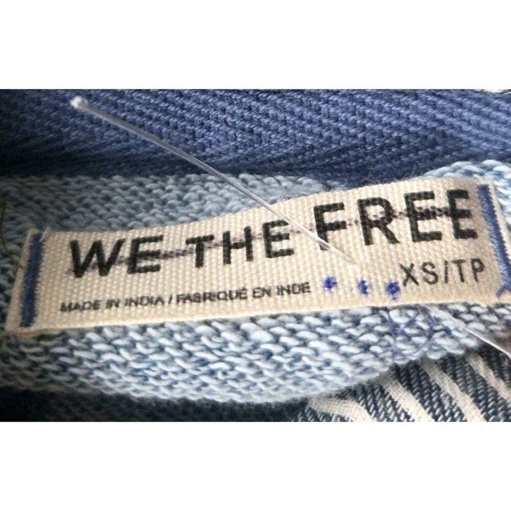 Free People Tttered Romance Hoodie Sweatshirt We The Free Patchwork Indigo Combo - Picture 6 of 6